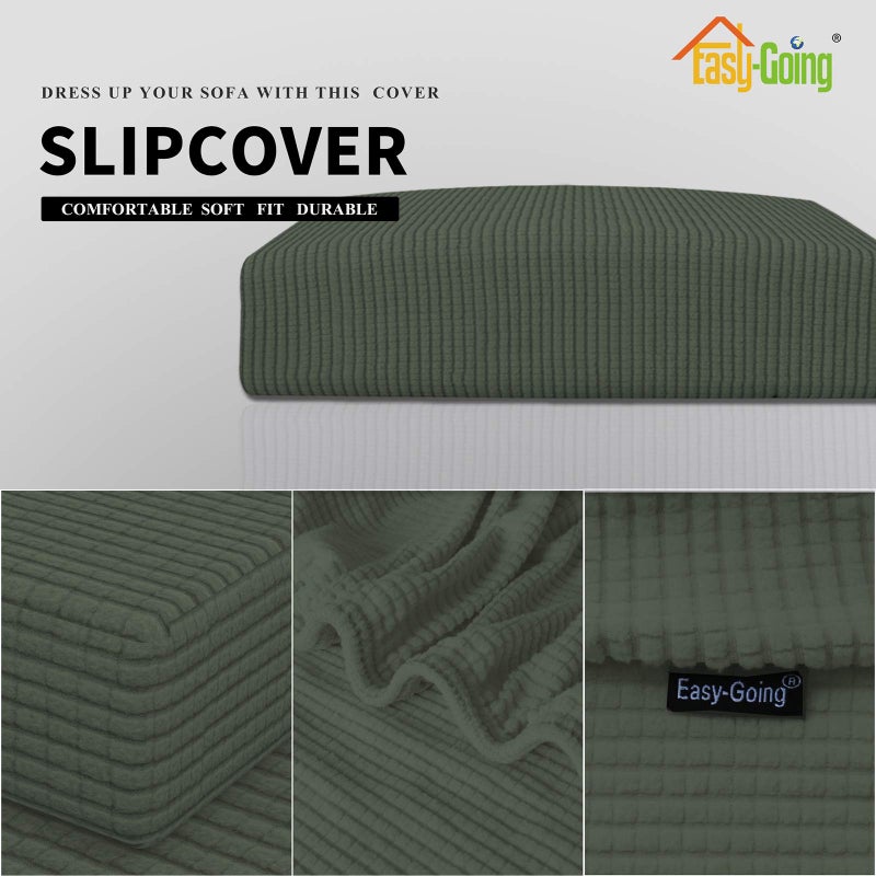 Easy-Going Stretch Cushion Cover Sofa Cushion Furniture Protector Sofa Seat Sofa slipcover Sofa Cover Soft Flexibility with Elastic Bottom(Oversized Sofa Cushion,Olive Green) - Image 3